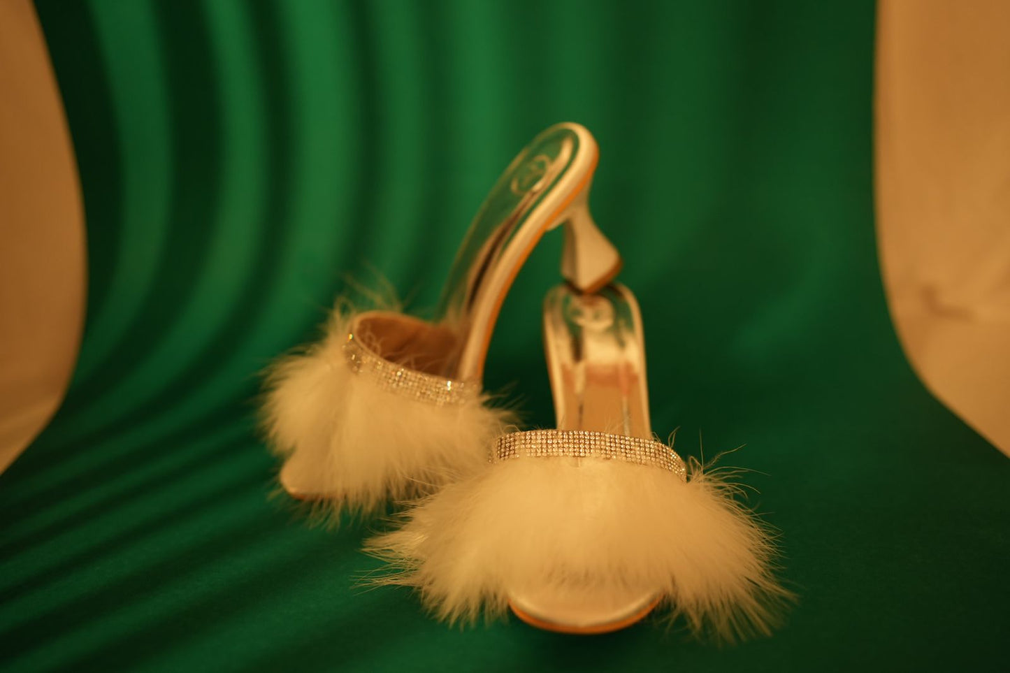 White Candy Fur Open Toe Heel Sandal