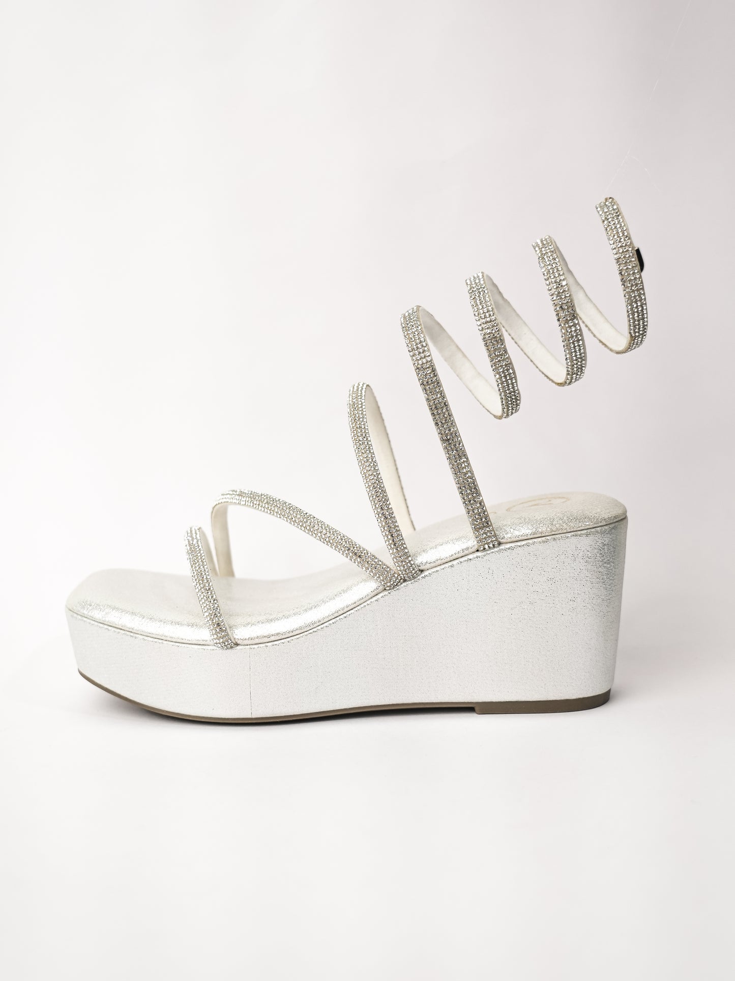 Silver Open Toe Spring Sunshine Wedge