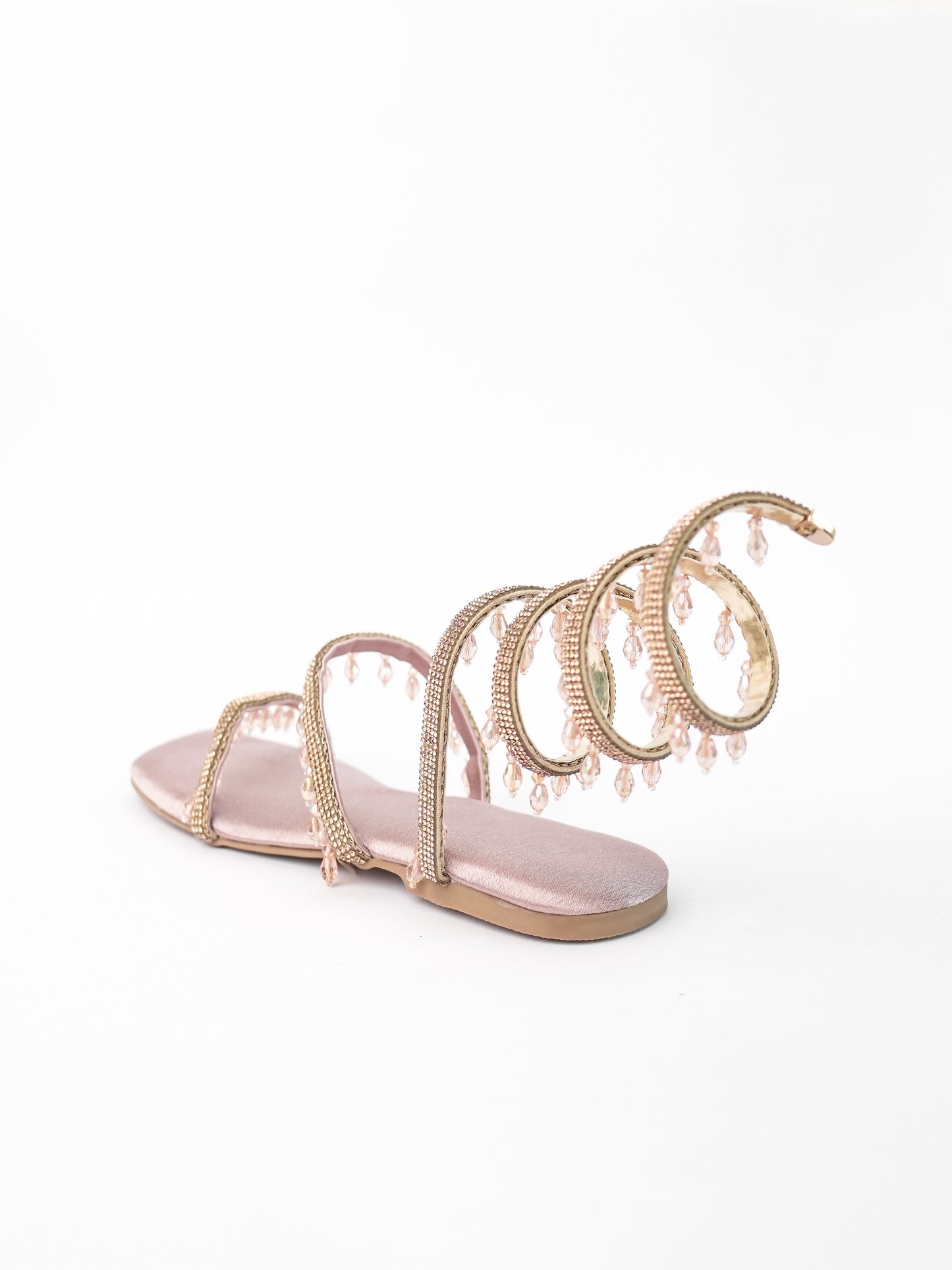 Rose Gold Open Toe Narrow Fit Amber Rose Spring Flats