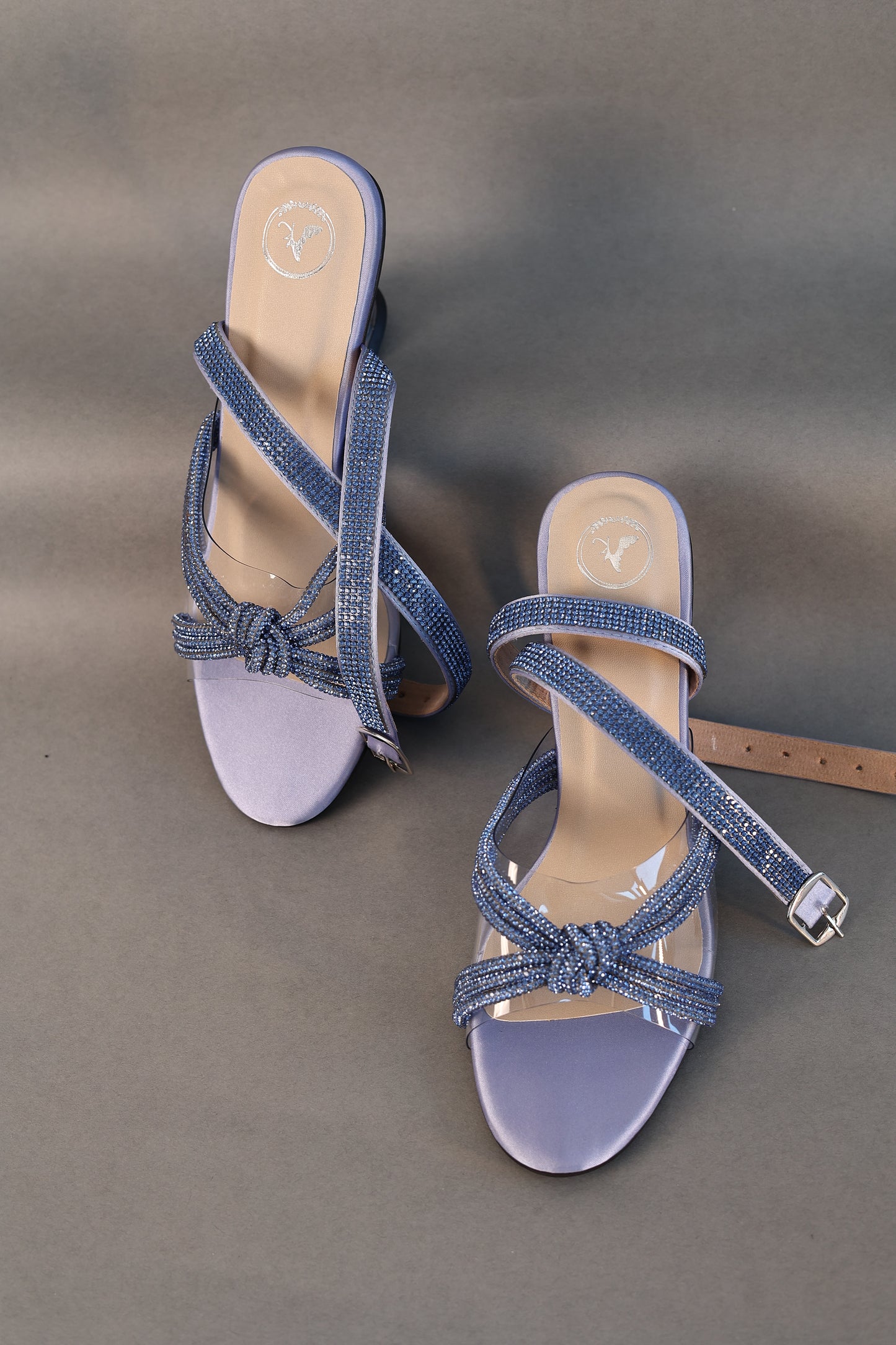 Knotty Blue With Straps Heel Sandals