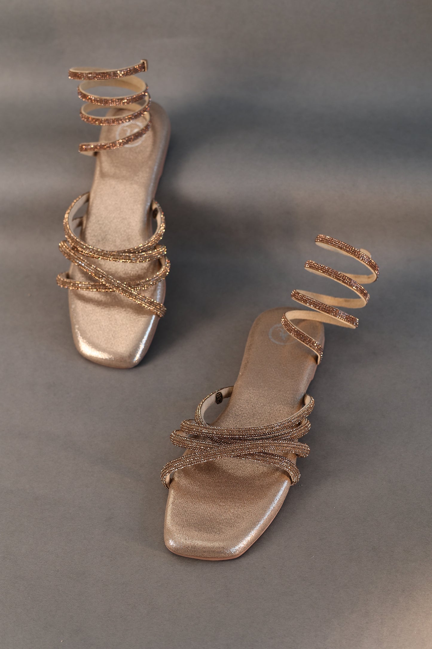 Gold Spring Textured Heels Sandals