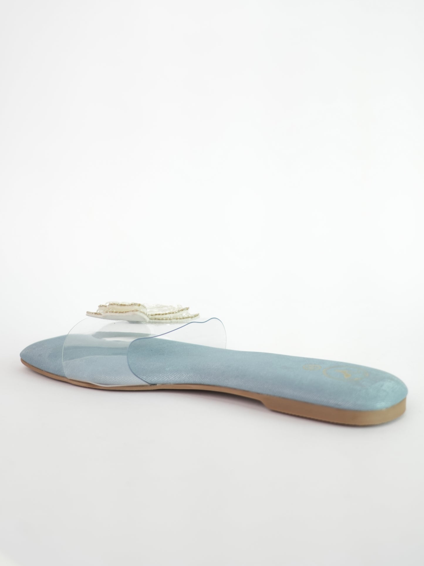 Blue Open Toe Narrow Fit Butterfly Flats