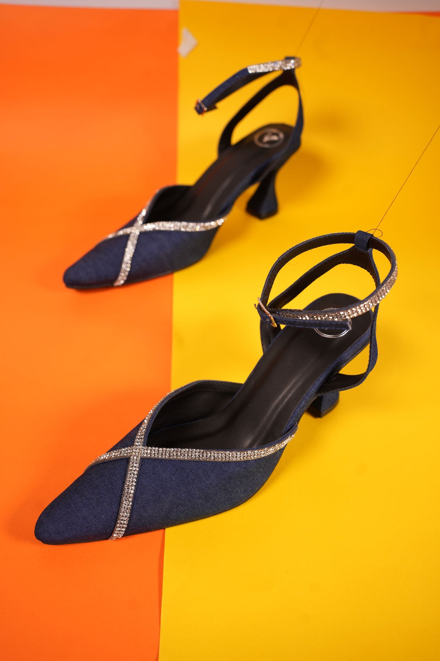 Blue Denim X Open Toe Heel Sandal