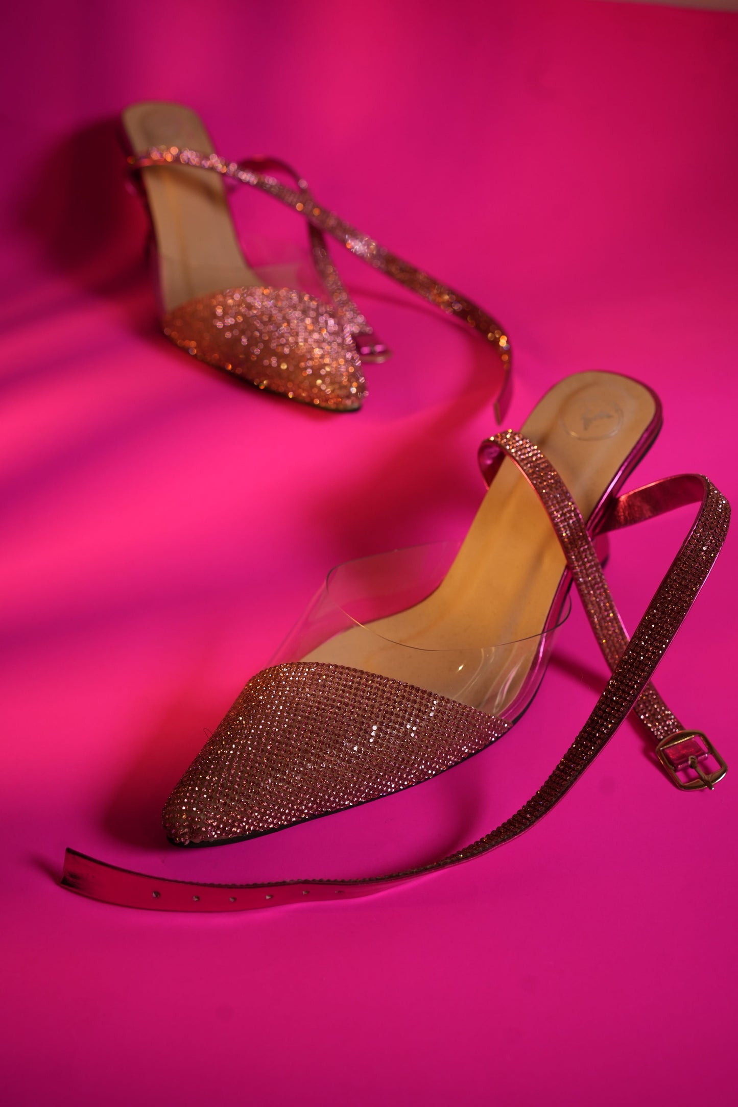 Pink Sleek Cheek Pointed Toe Heel Sandals