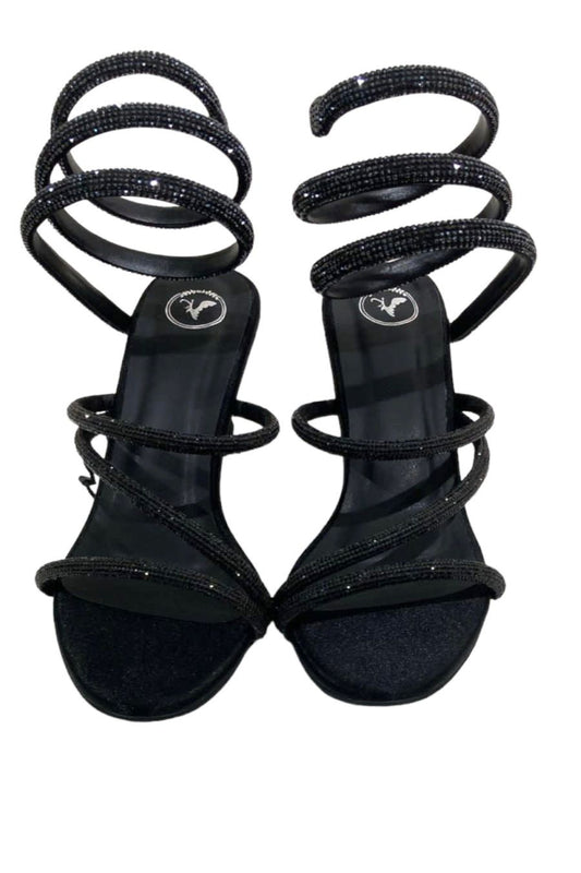 Black Panther Textured Heels Sandals