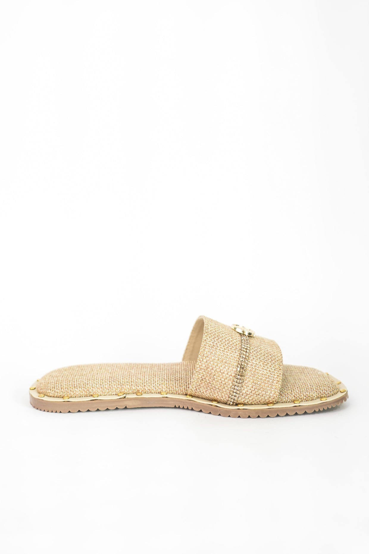 Beige Open Toe Slip-on closure Jute Logo Flats
