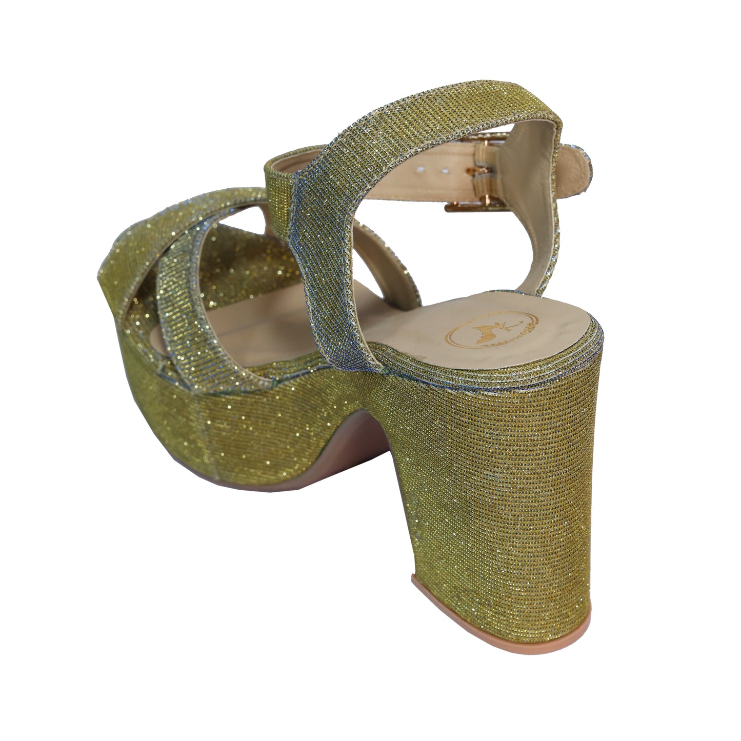 Gold Wedge Glitter Heel for Women