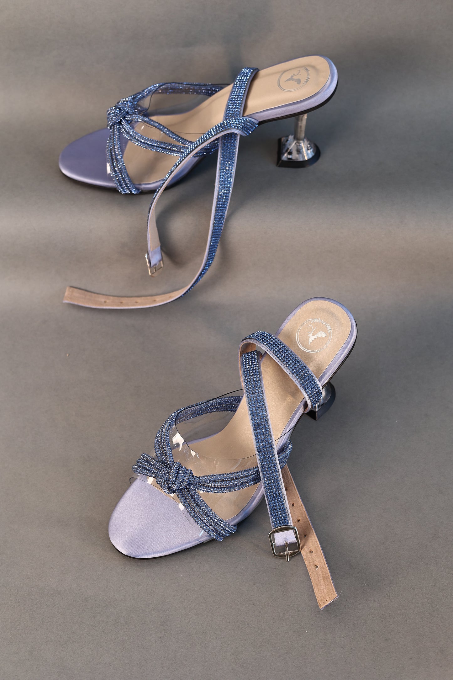 Knotty Blue With Straps Heel Sandals