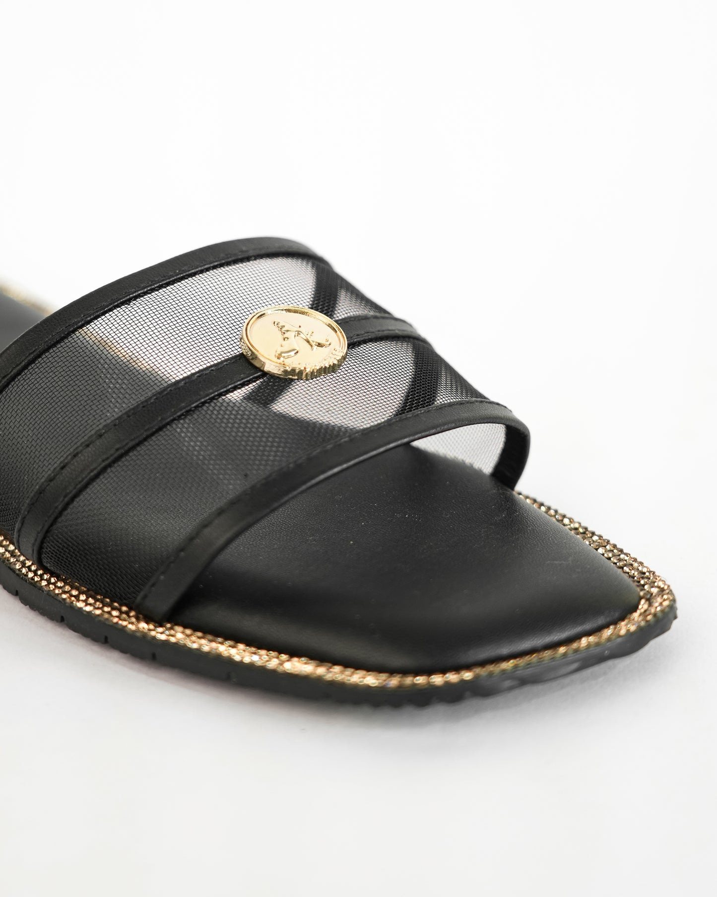 Black Open Toe Narrow Fit Flats