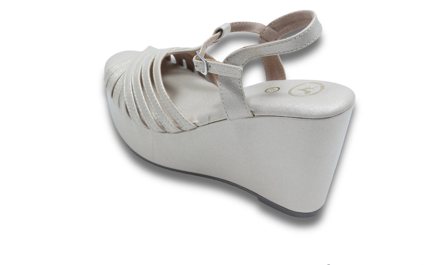 Dolphin Wedge Junk Beige Open Toe Heels