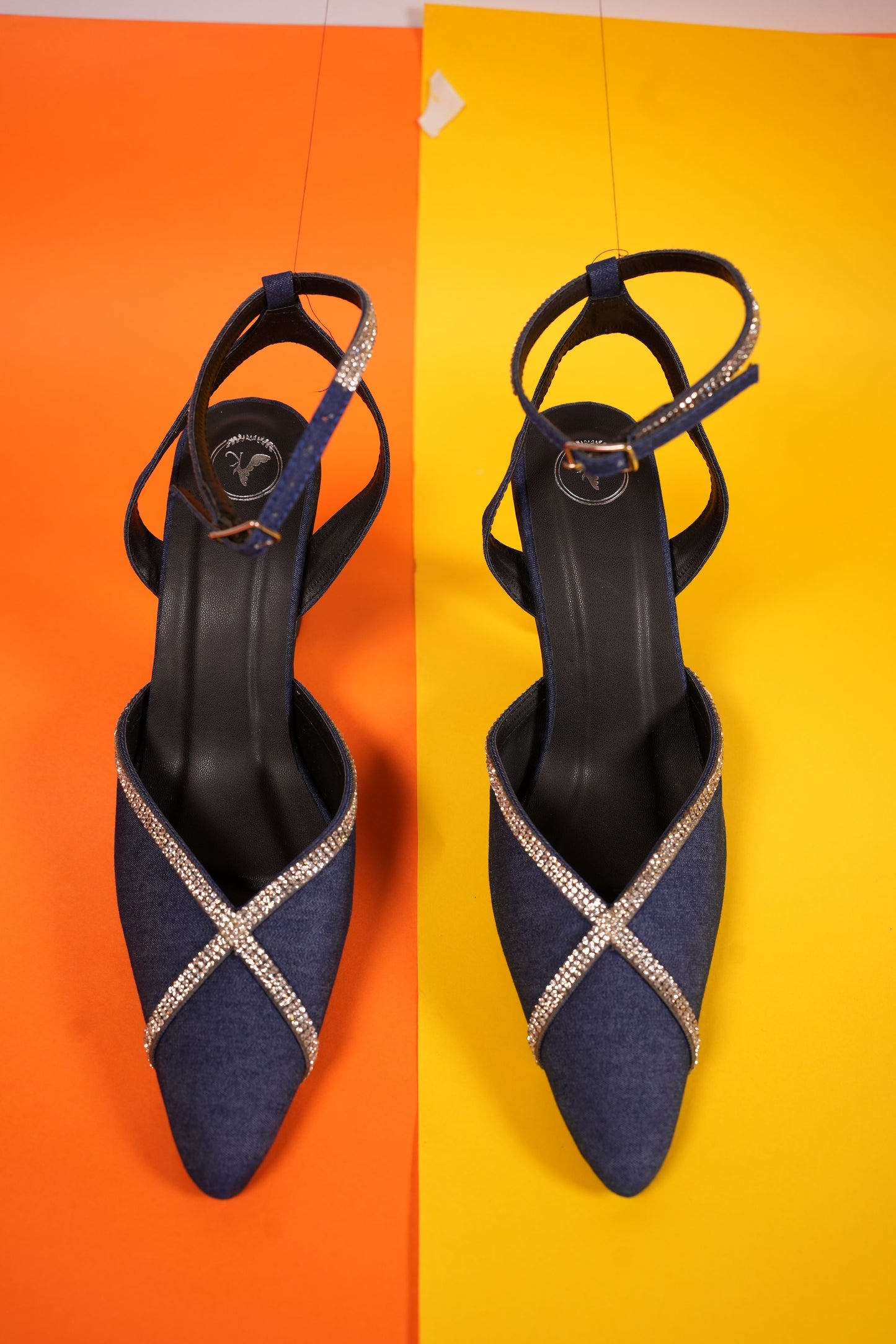 Blue Denim X Open Toe Heel Sandal