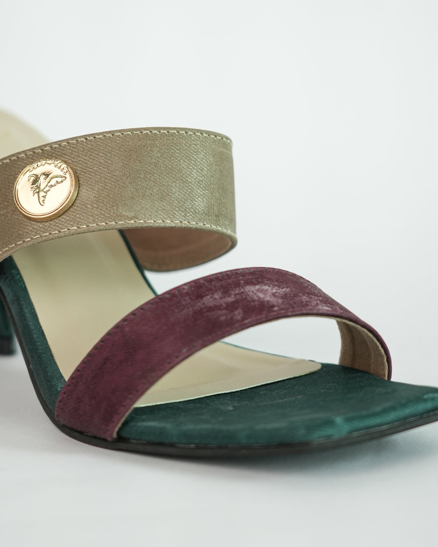 Green Open Toe Slip-on  closure Multi logo Unicorn Heels