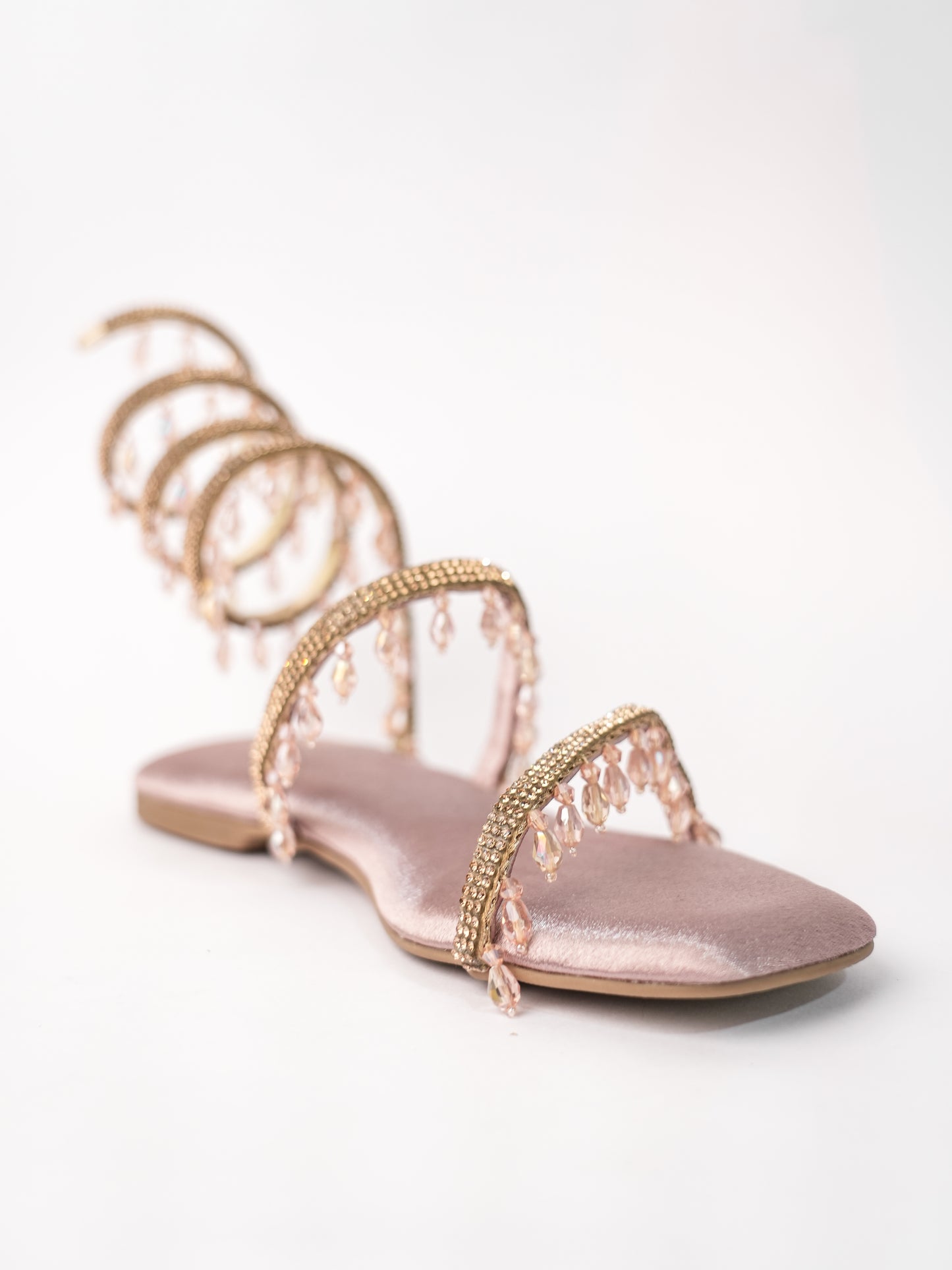 Rose Gold Open Toe Narrow Fit Amber Rose Spring Flats