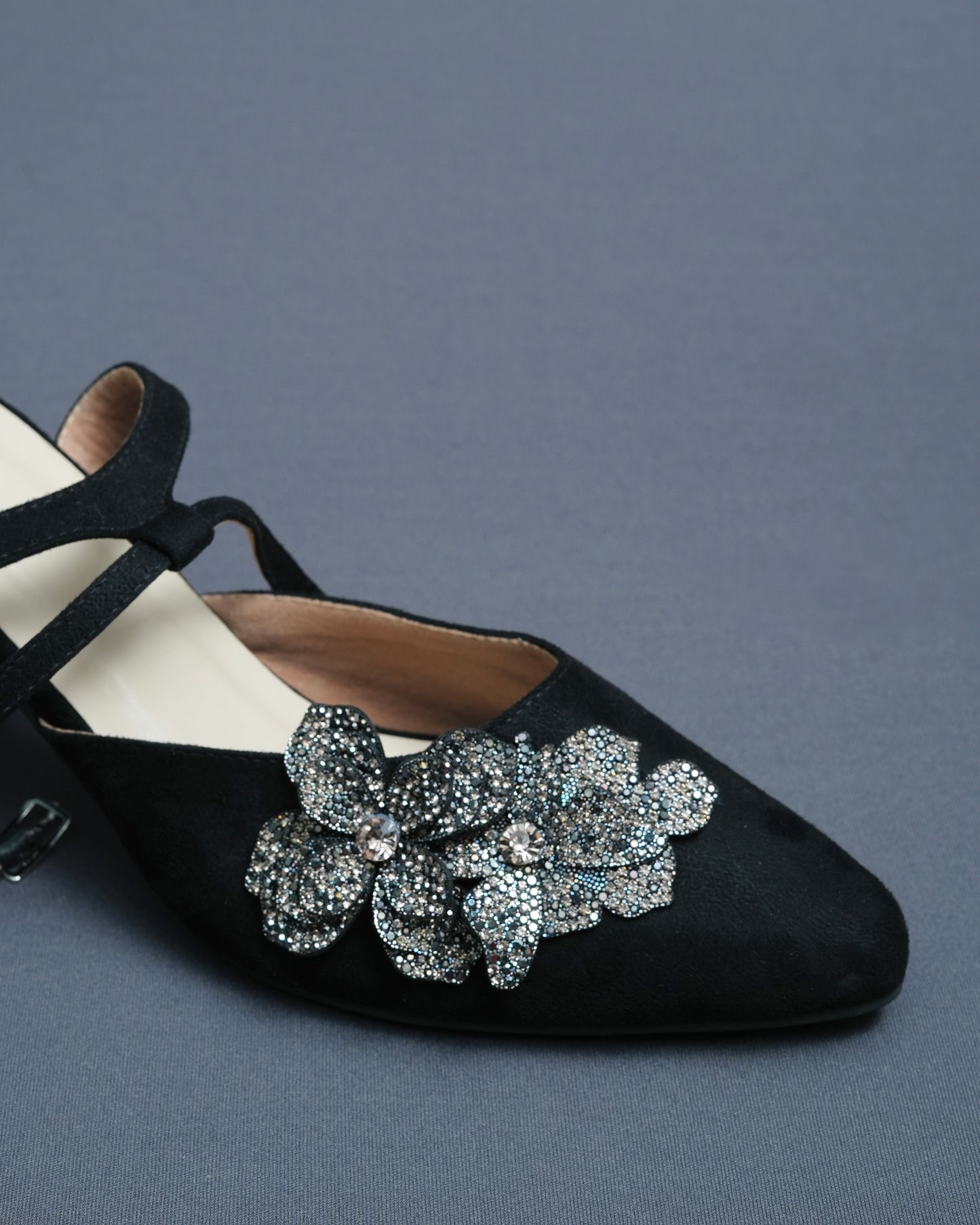 Black Bow Suede Closed Toe Heels