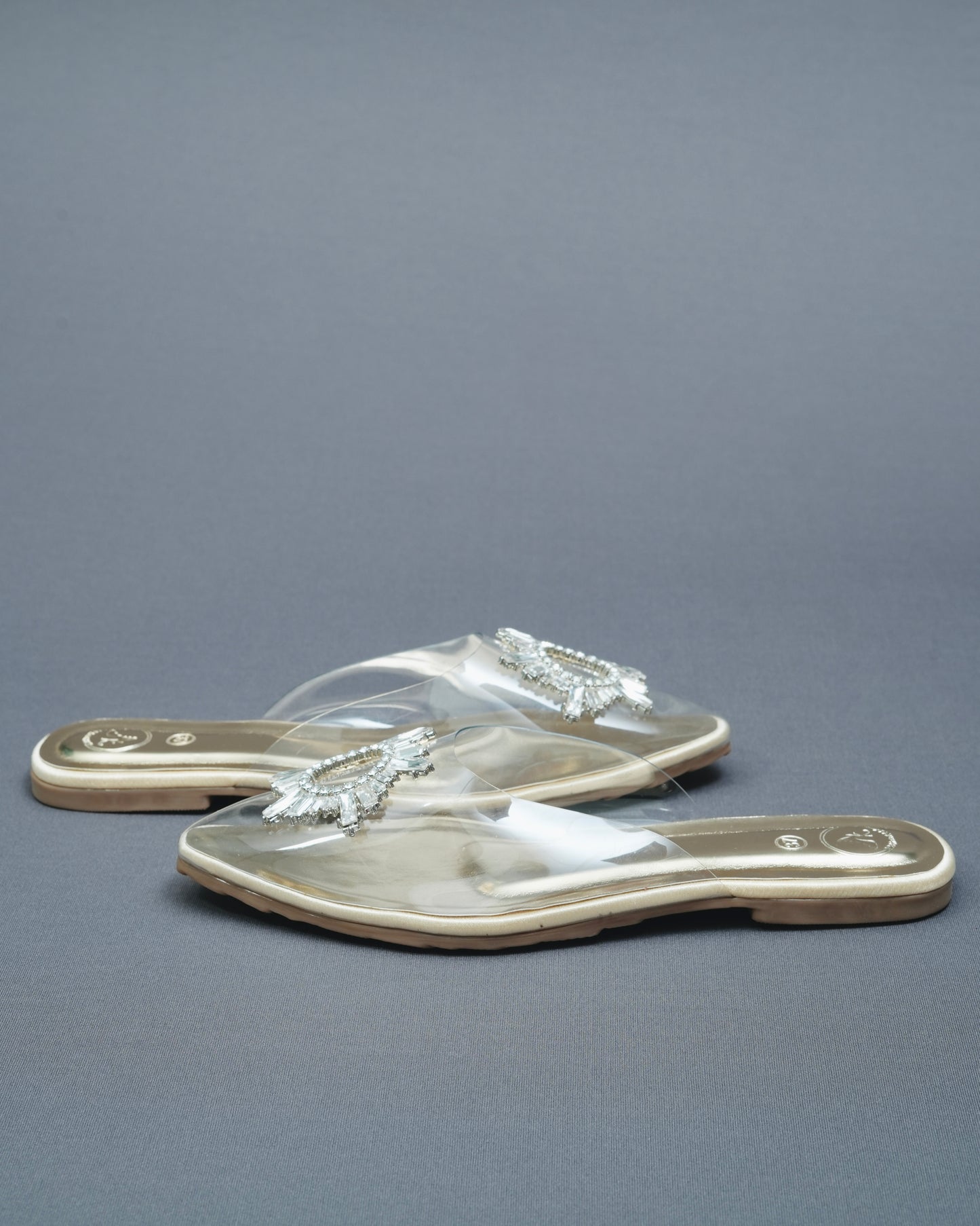 Close Toe Faux Leather  Gold star Flats
