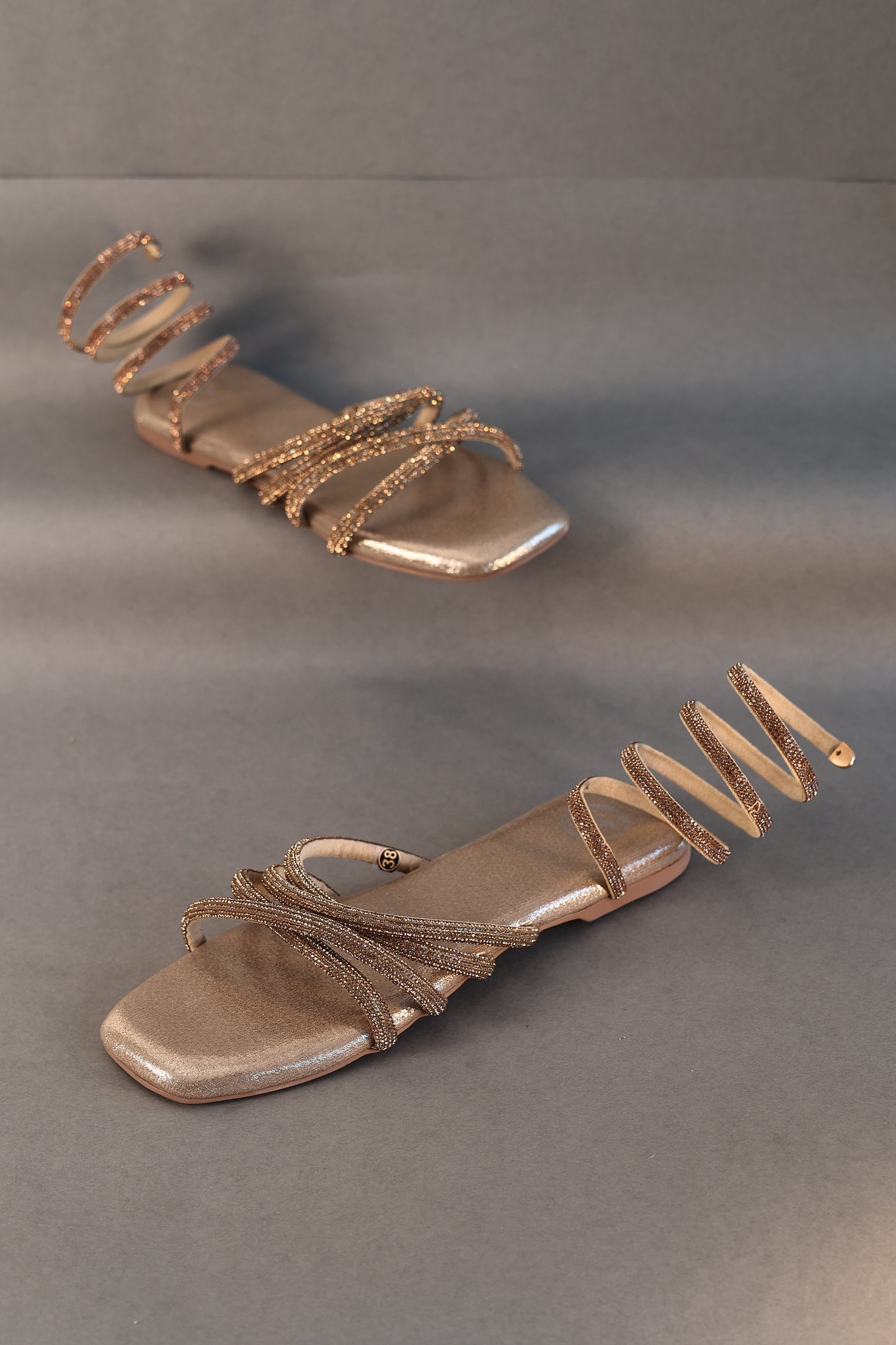 Gold Spring Textured Heels Sandals