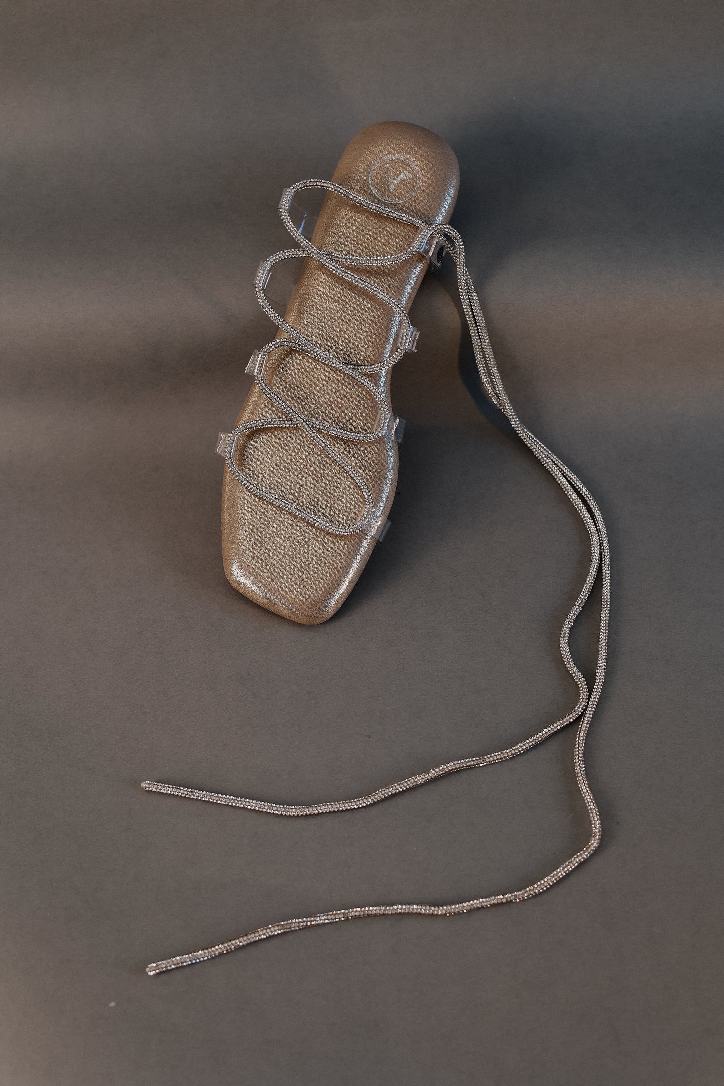Gold Stringy Shoe Lace Flats Sandal