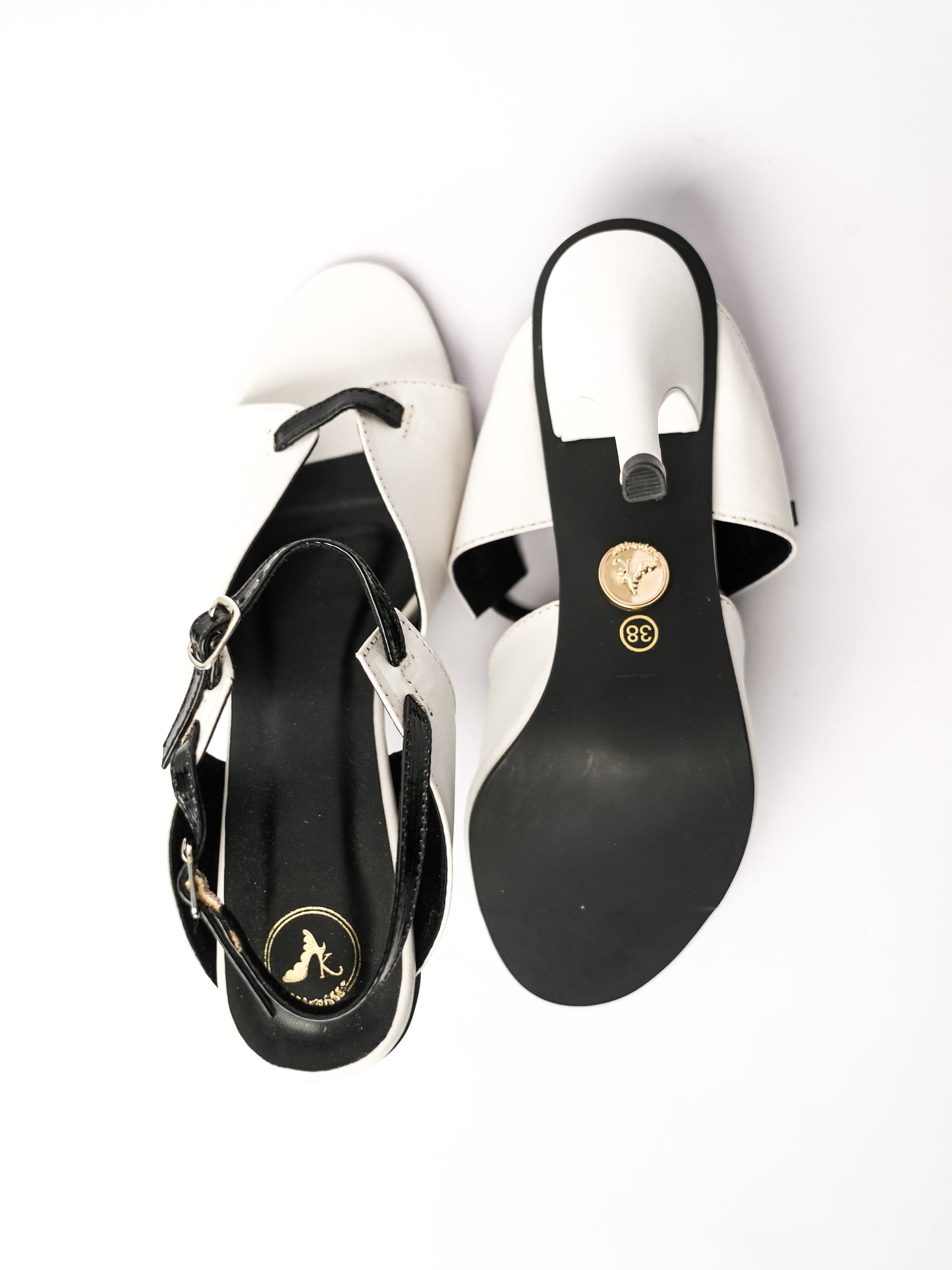 White Open Toe Narrow fit Jacky Heels