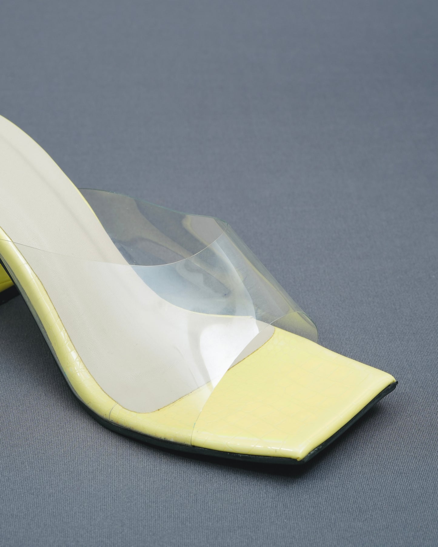 Open Toe Faux Leather Lemon Heels