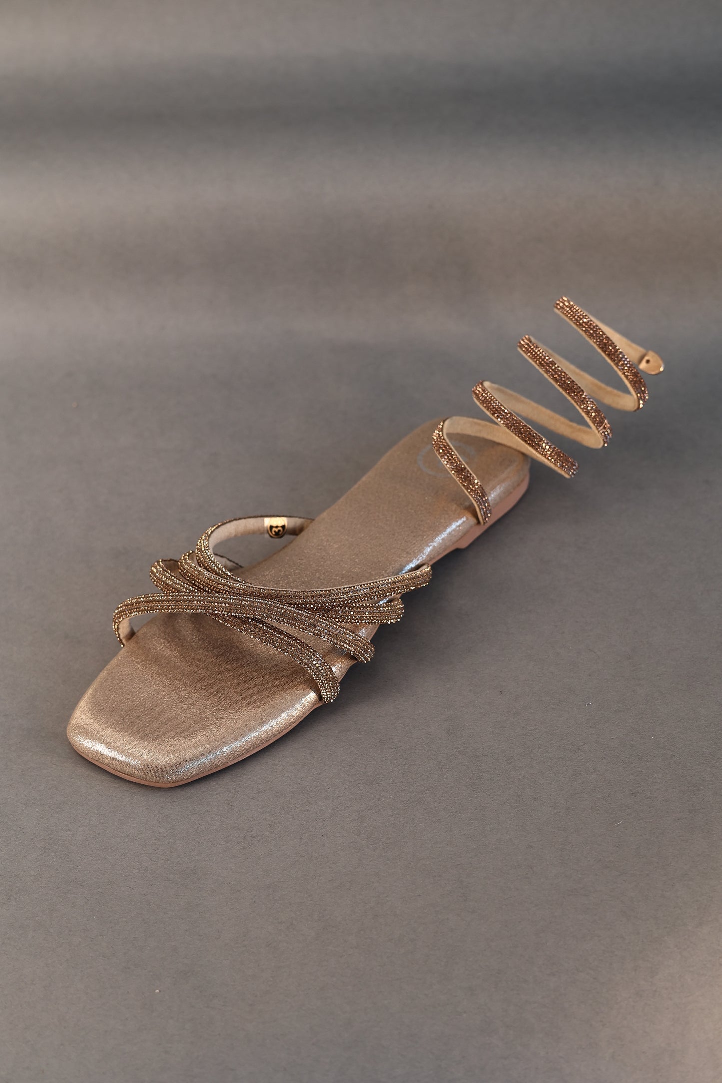 Gold Spring Textured Heels Sandals