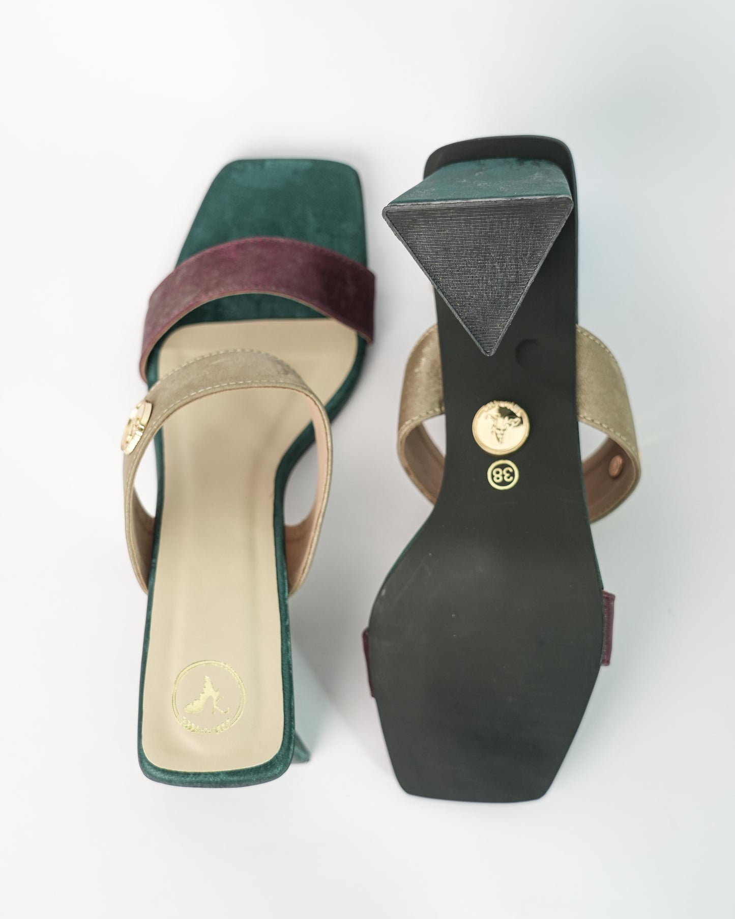 Green Open Toe Slip-on  closure Multi logo Unicorn Heels