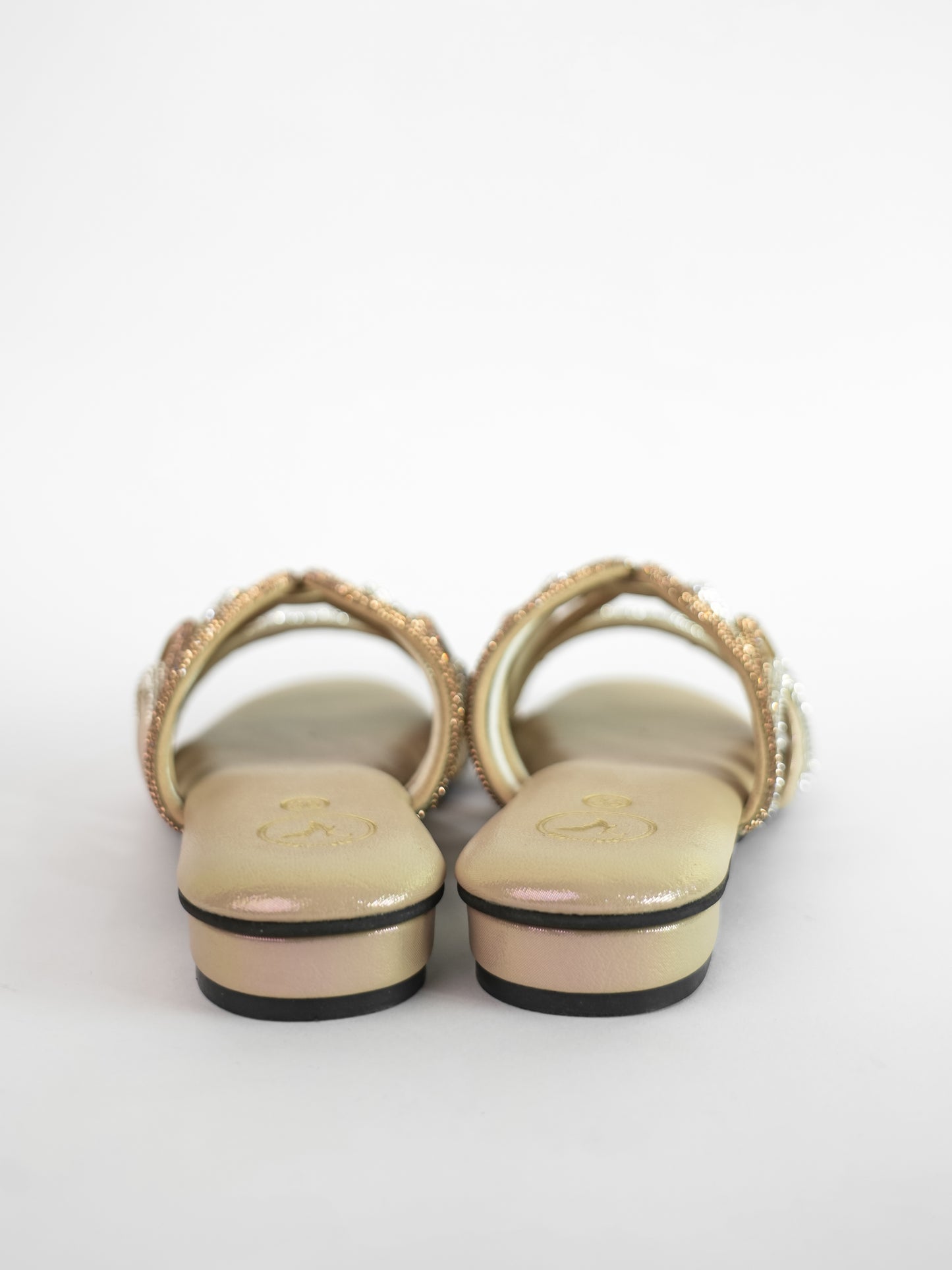 Beige Open Toe Dual Gema Flats