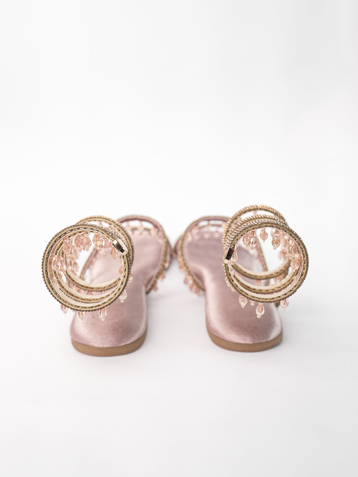 Rose Gold Open Toe Narrow Fit Amber Rose Spring Flats