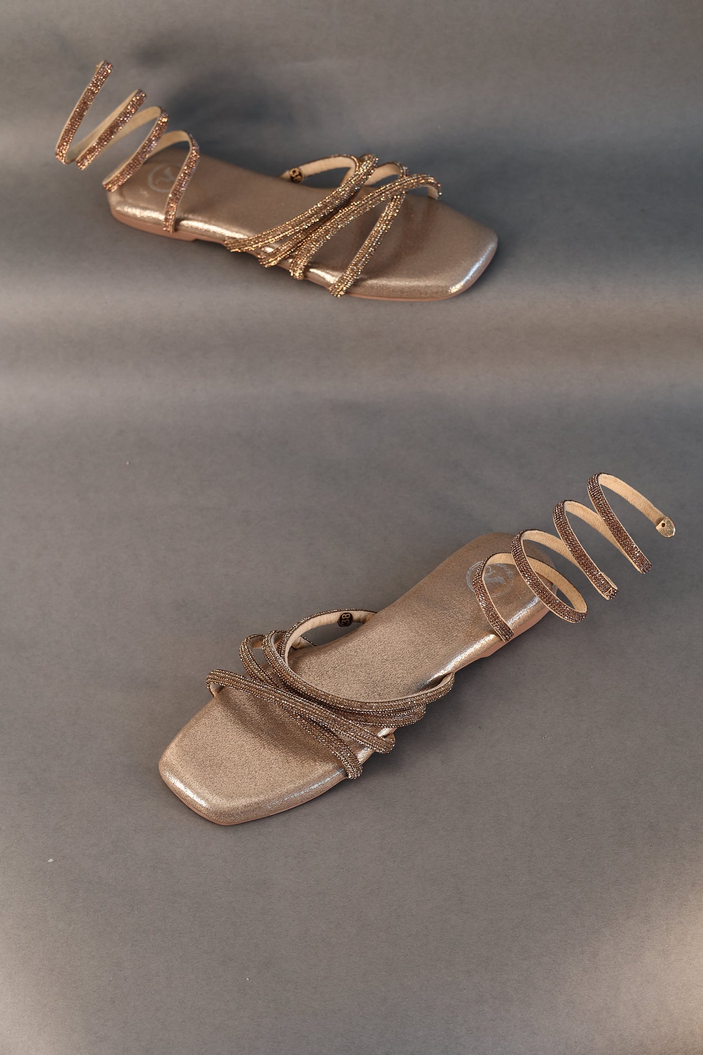 Gold Spring Textured Heels Sandals