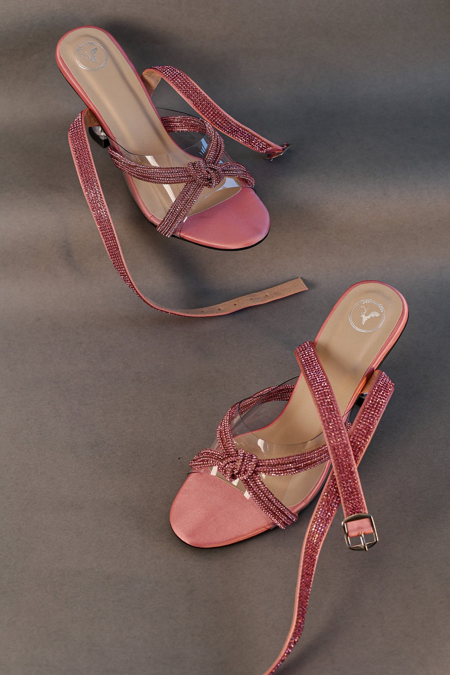 Knotty Pink With Strap Heel Sandals