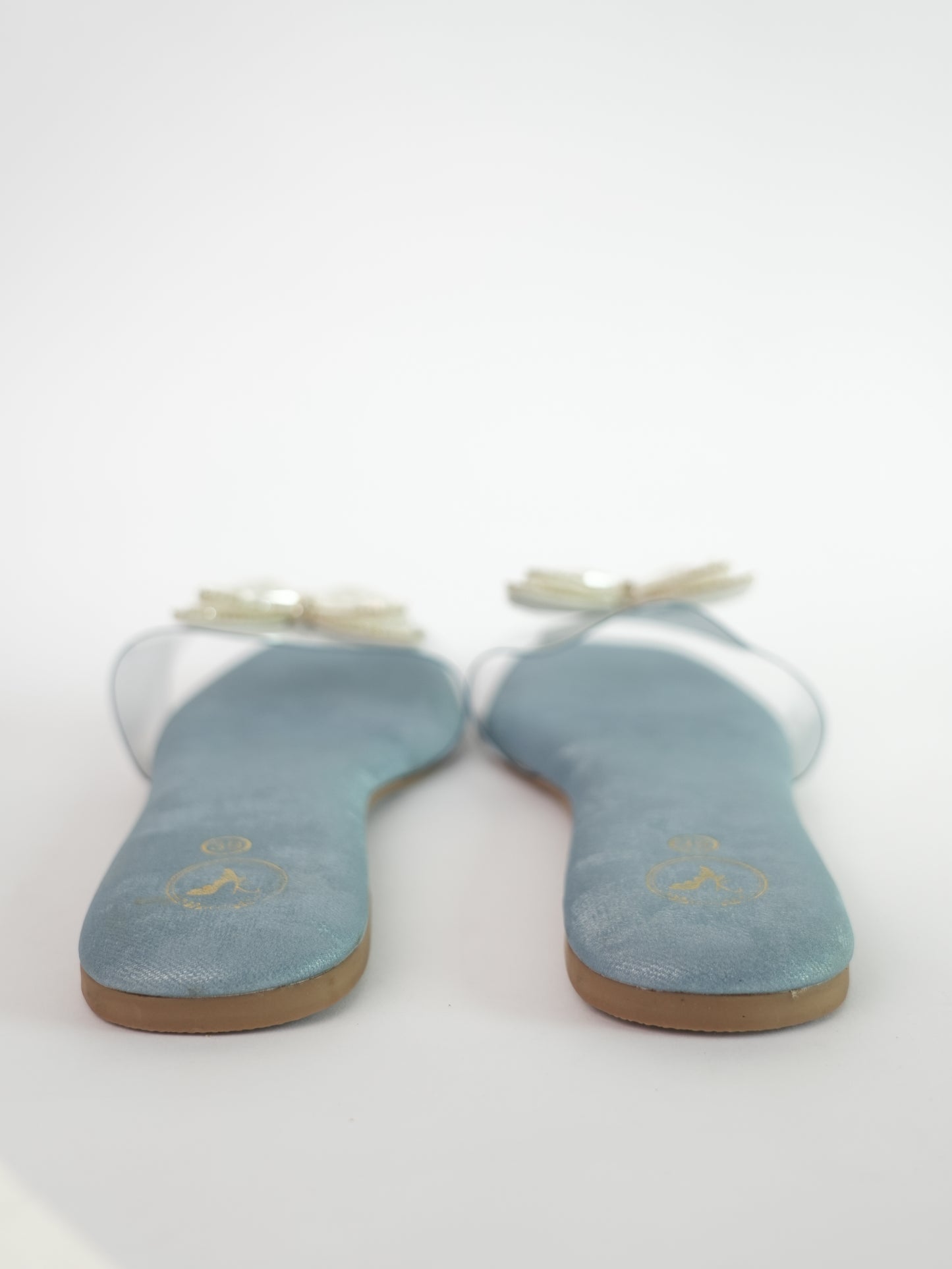 Blue Open Toe Narrow Fit Butterfly Flats
