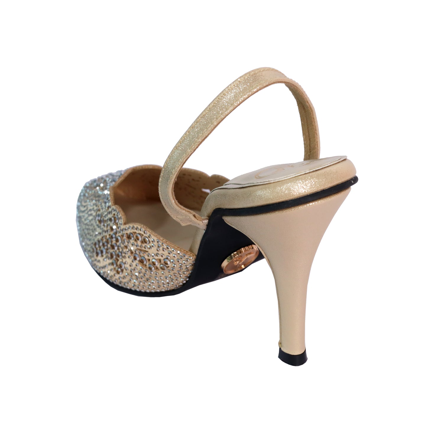 Gold Open Toe Eva Gold Rocks Heel