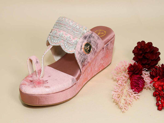 Pink Kolhapuri Wedge