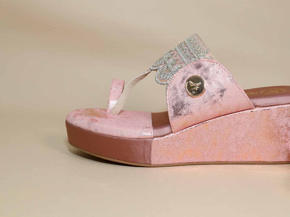Pink Kolhapuri Wedge