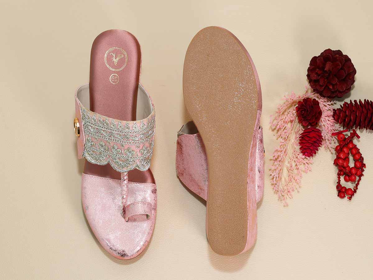 Pink Kolhapuri Wedge