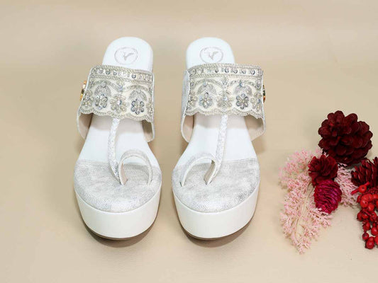 White Kolhapuri Wedge