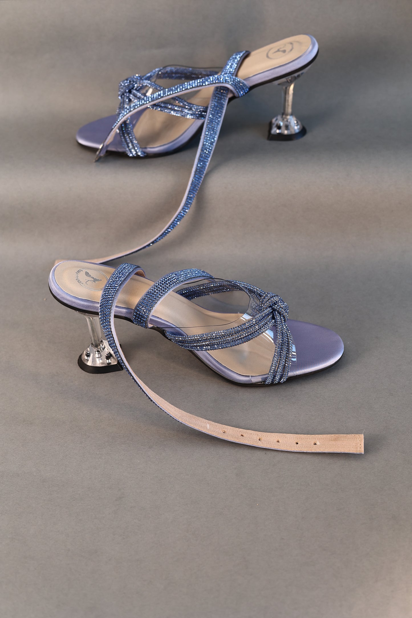 Knotty Blue With Straps Heel Sandals