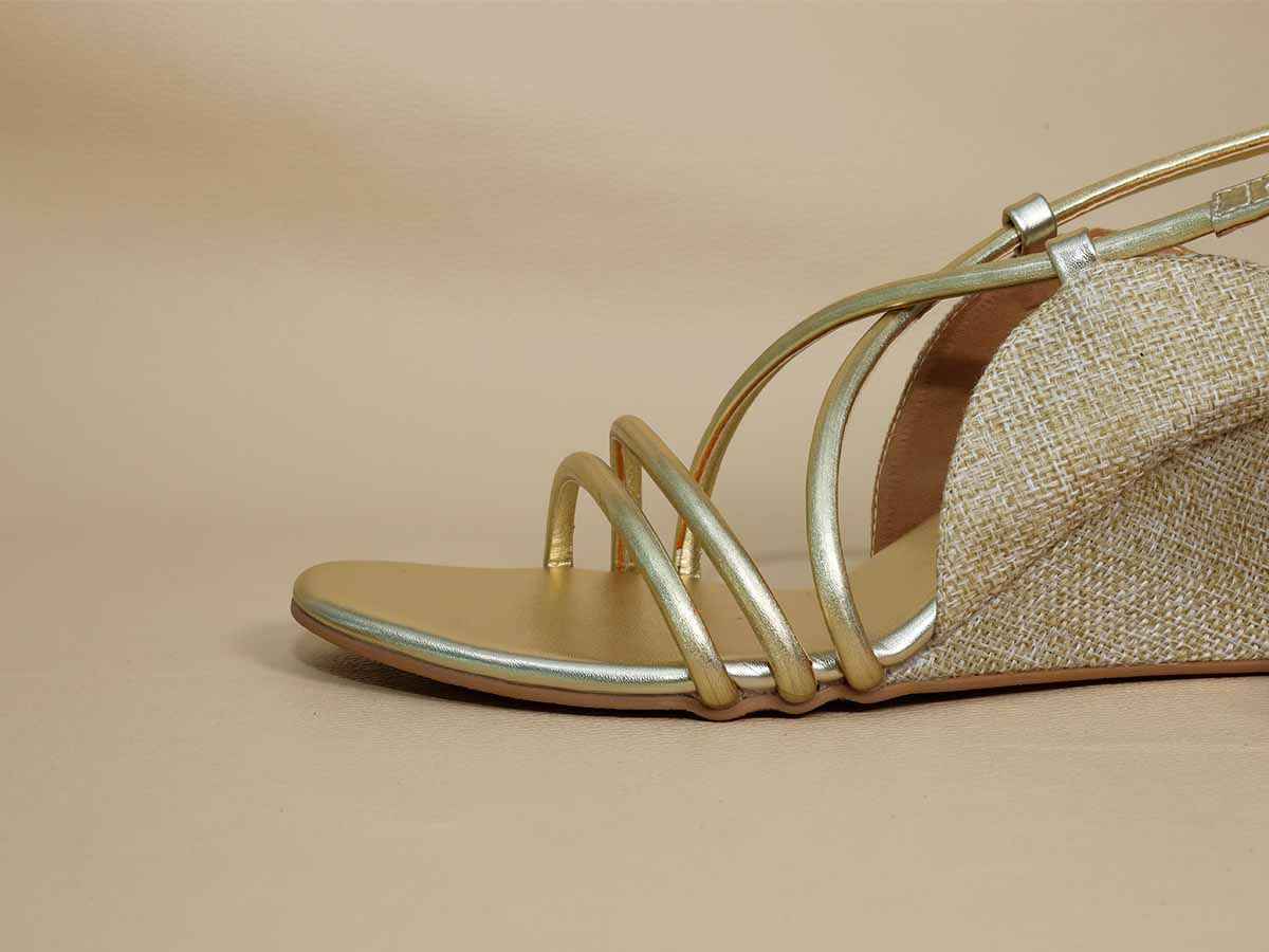 String Wedge Gold String Half Wedge – Sana K Luxurious Footwear