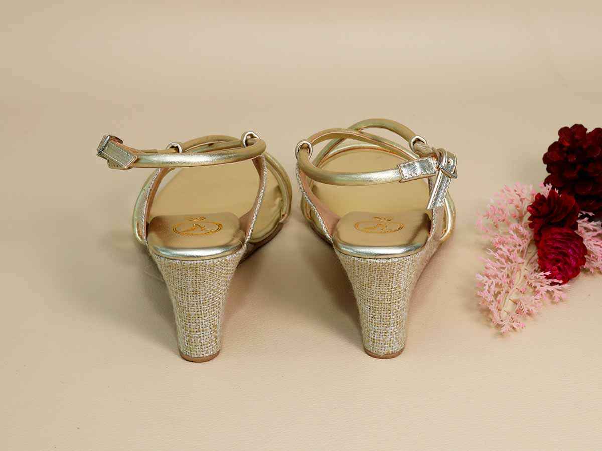 String Wedge Gold String Half Wedge – Sana K Luxurious Footwear