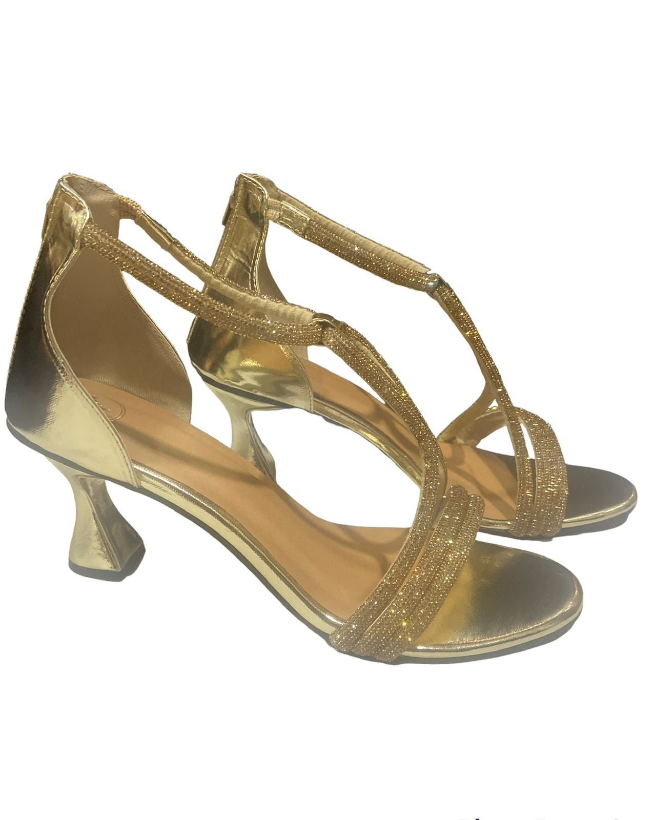 Gold Elle Crisscross String Heel Sandals