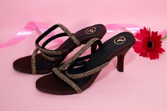 Women's Party Wear Berry Brown Open Toe Heel