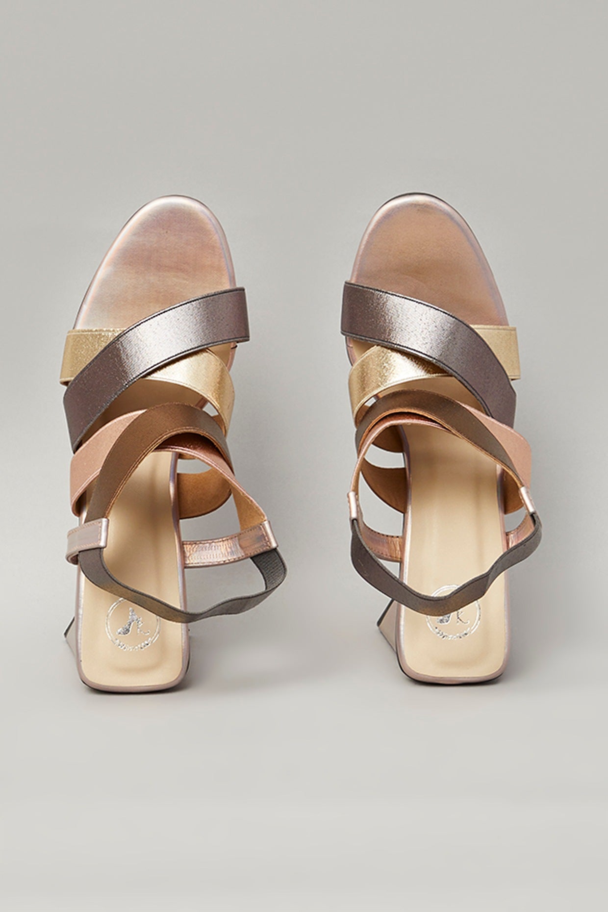 Brown Double X Elasty Open Toe Heel Sandal