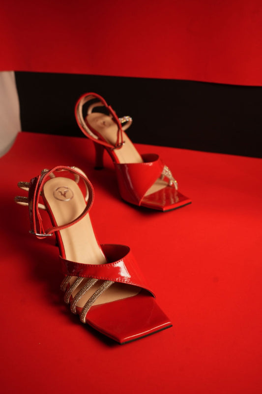 Red Elle Crisscross String Heel Sandals