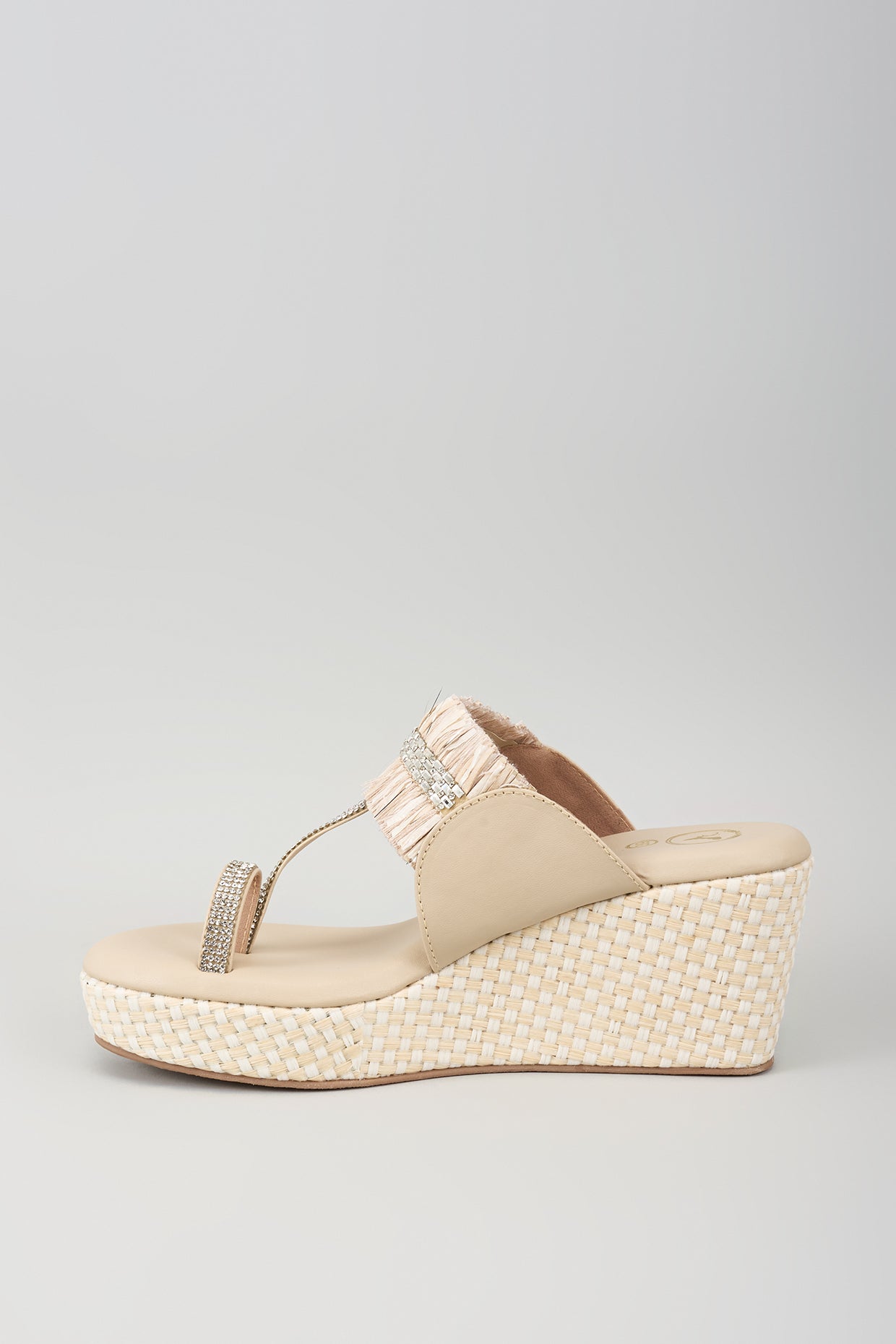 Beige Open Toe Slip-on closure Kohlapuri Wedge