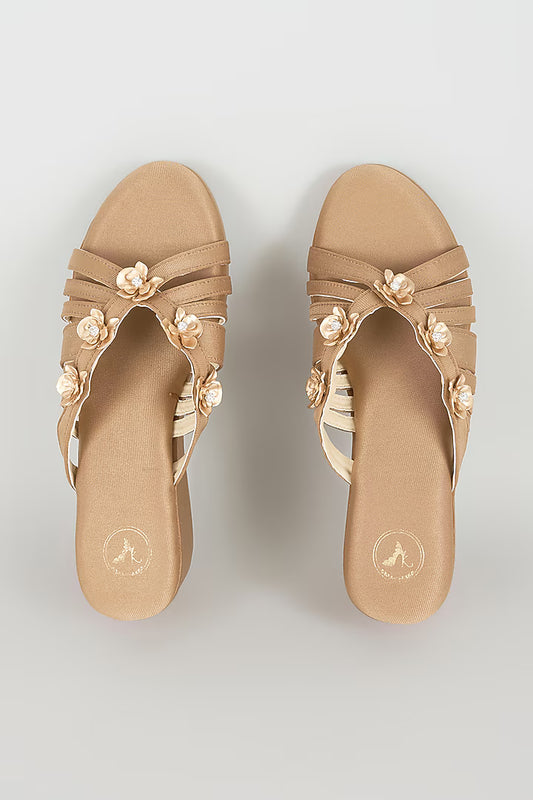 Biscuit Petal Wedge - Sana K Luxurious Footwear