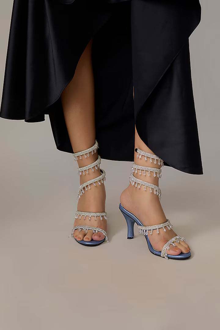 Glitz Mettalic Blue Spring Heel