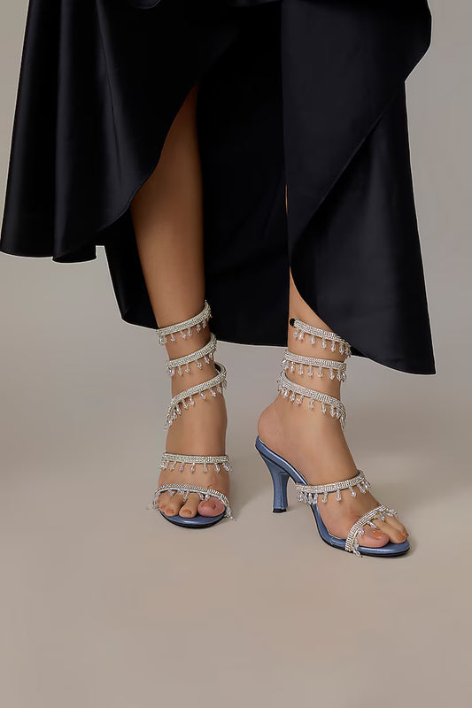 Glitz Mettalic Blue Spring Heel