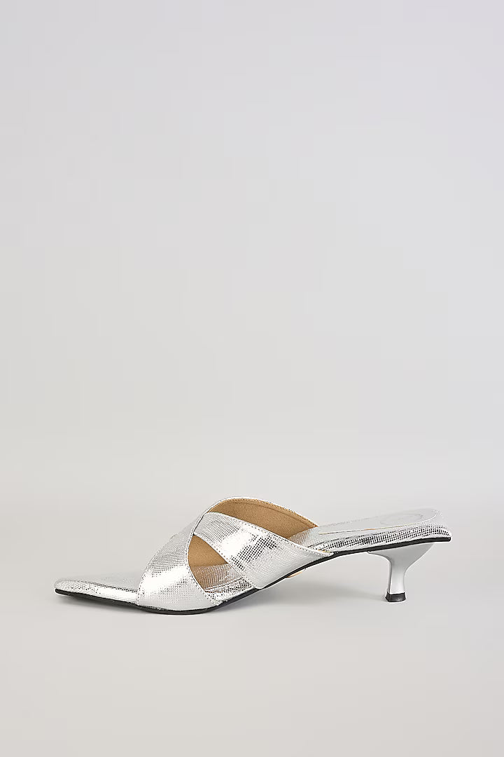New Silver X Kitten Heel