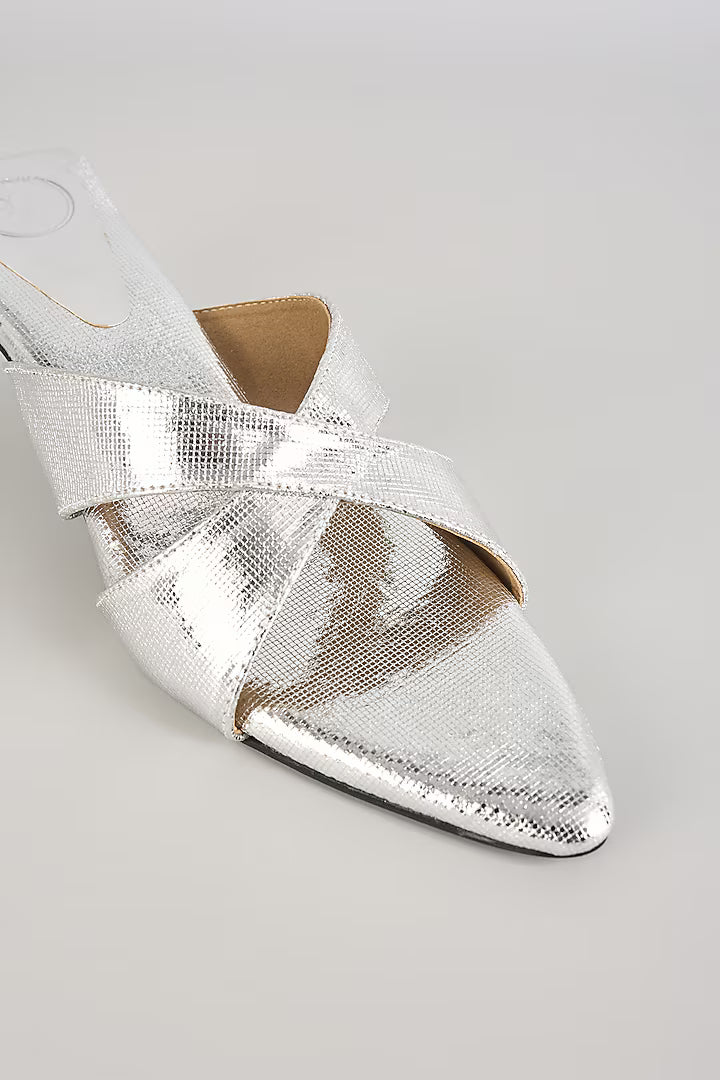 New Silver X Kitten Heel