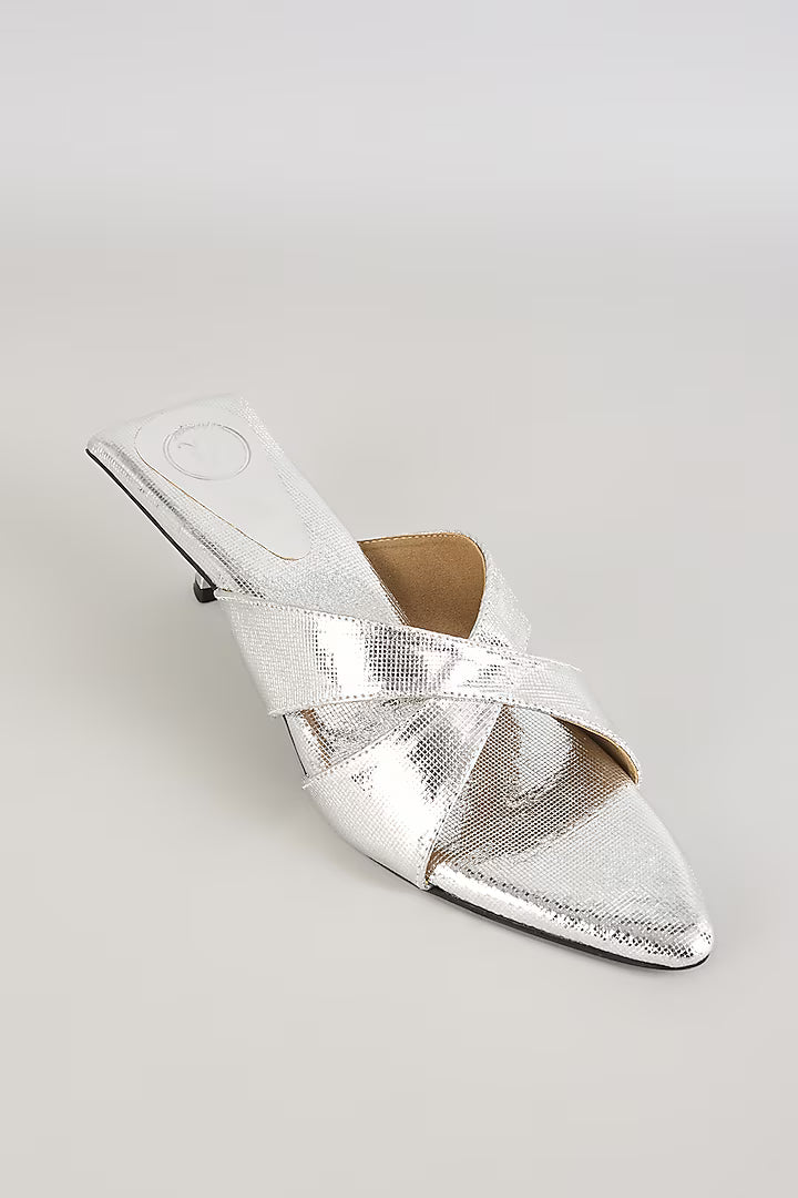 New Silver X Kitten Heel