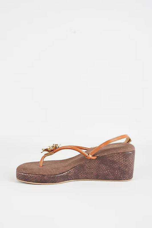 Zeno Brown Baby Wedge - Sana K Luxurious Footwear